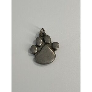 Vintage Pewter Paw Print Bracelet Charm